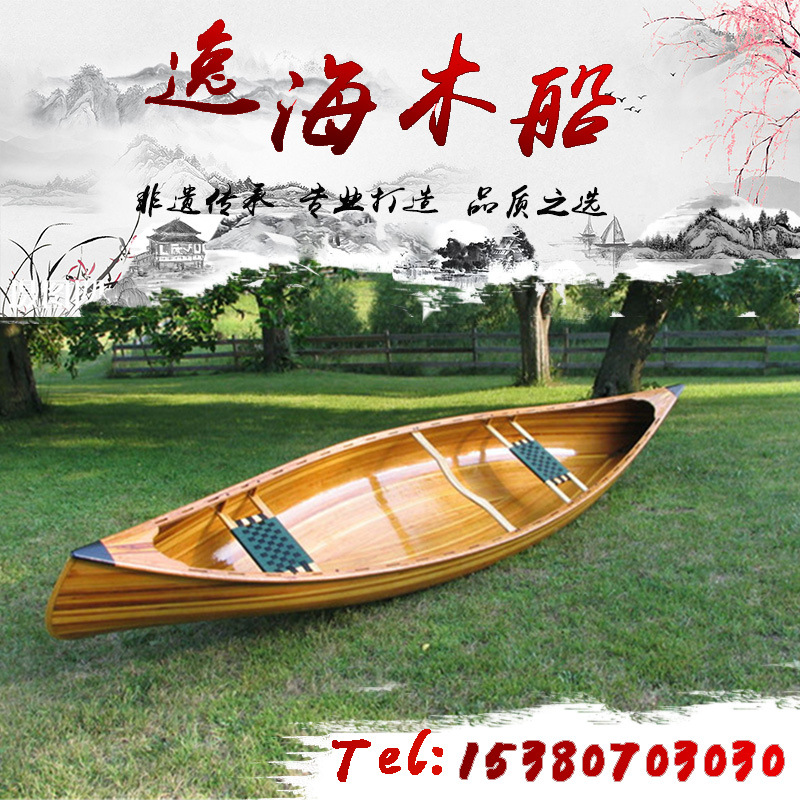 木船观光船 装饰渔船 模型摆件 景观摄影道具 两头尖欧式手工木船示例图20