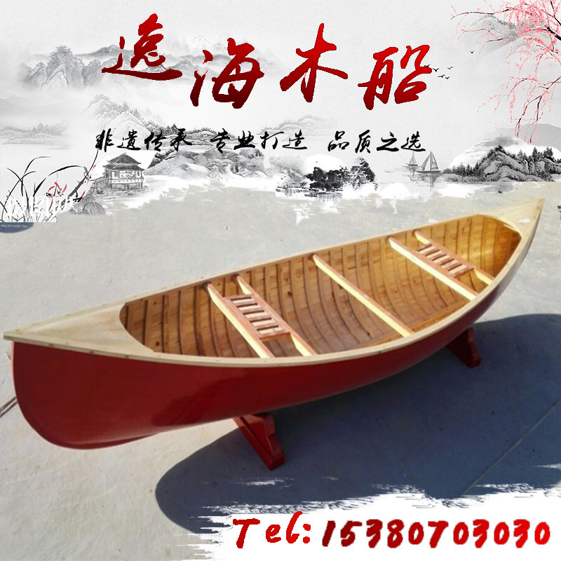 木船观光船 装饰渔船 模型摆件 景观摄影道具 两头尖欧式手工木船示例图24