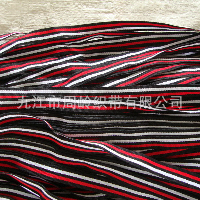 厂家定制 300d配色平纹织带 条纹织带可定制 高强彩色涤纶织带示例图30