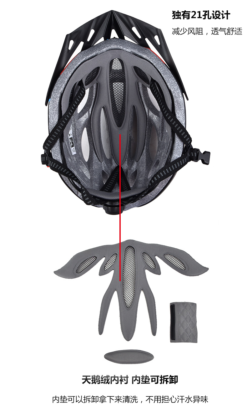 LED灯式頭盔   一体成型   自行车山地车骑行头盔 自行车帽示例图10