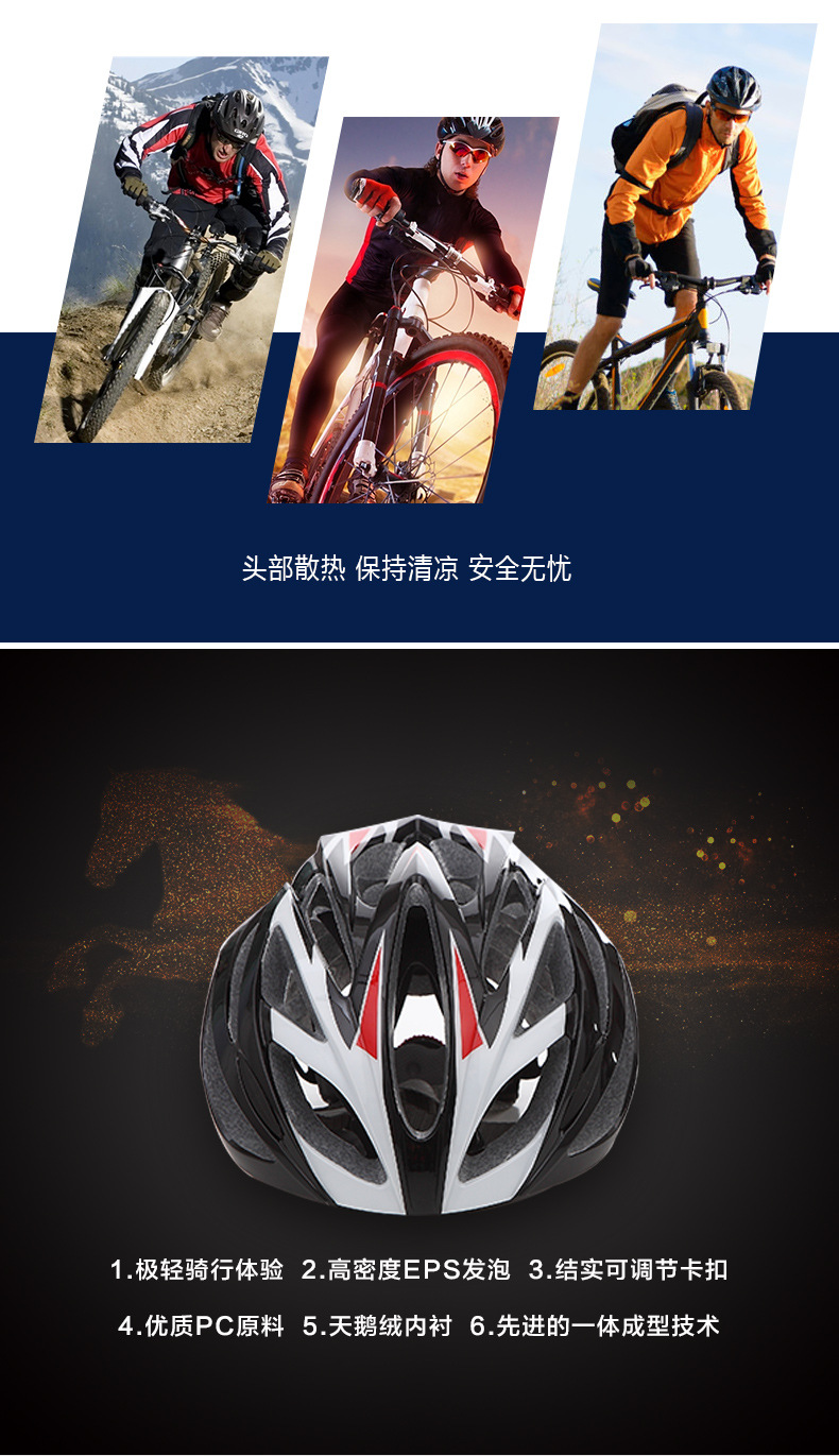 厂家直销批发骑行头盔单车头盔一体成型自行车头盔速滑头盔安全帽示例图3
