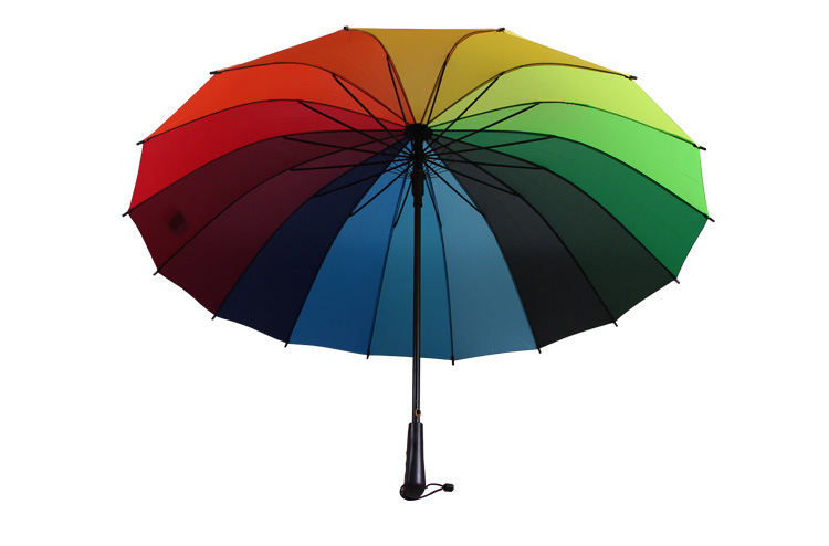 厂家现货批发雨伞自开超大66cm长柄16骨彩虹伞 可印logo广告伞示例图20