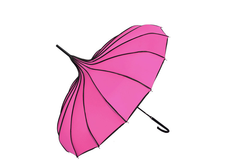 宝塔伞包边直杆单点点包边长柄公主 遮阳清新创意摄影复古晴雨伞示例图11