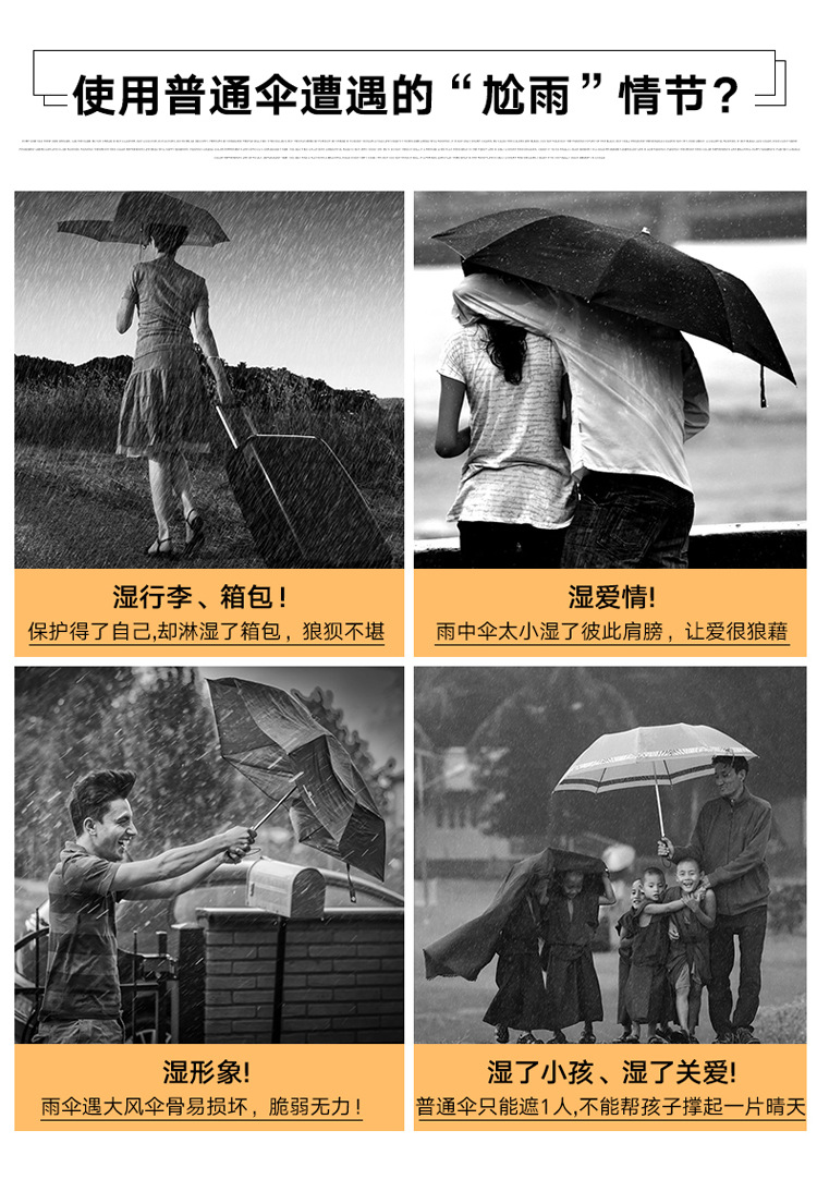 长柄雨伞高端男士商务直杆雨伞定制LOGO雨伞广告伞黑胶伞印字示例图5