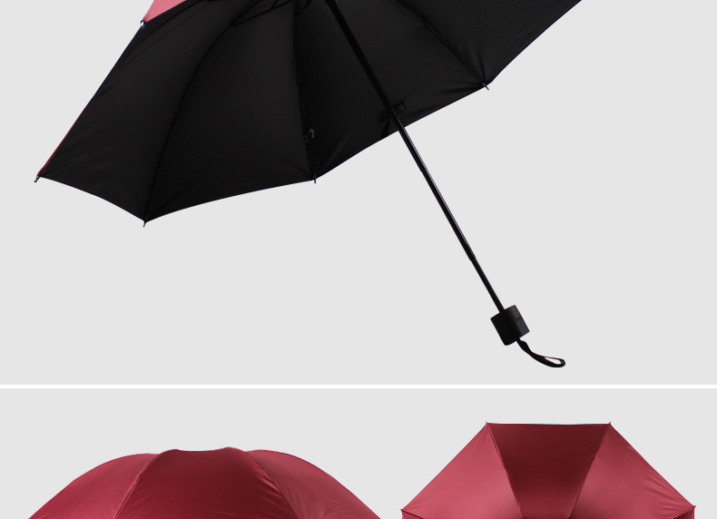 雨伞晴雨两用三折伞黑胶防紫外线遮阳伞防晒折叠男女用伞可印logo示例图20
