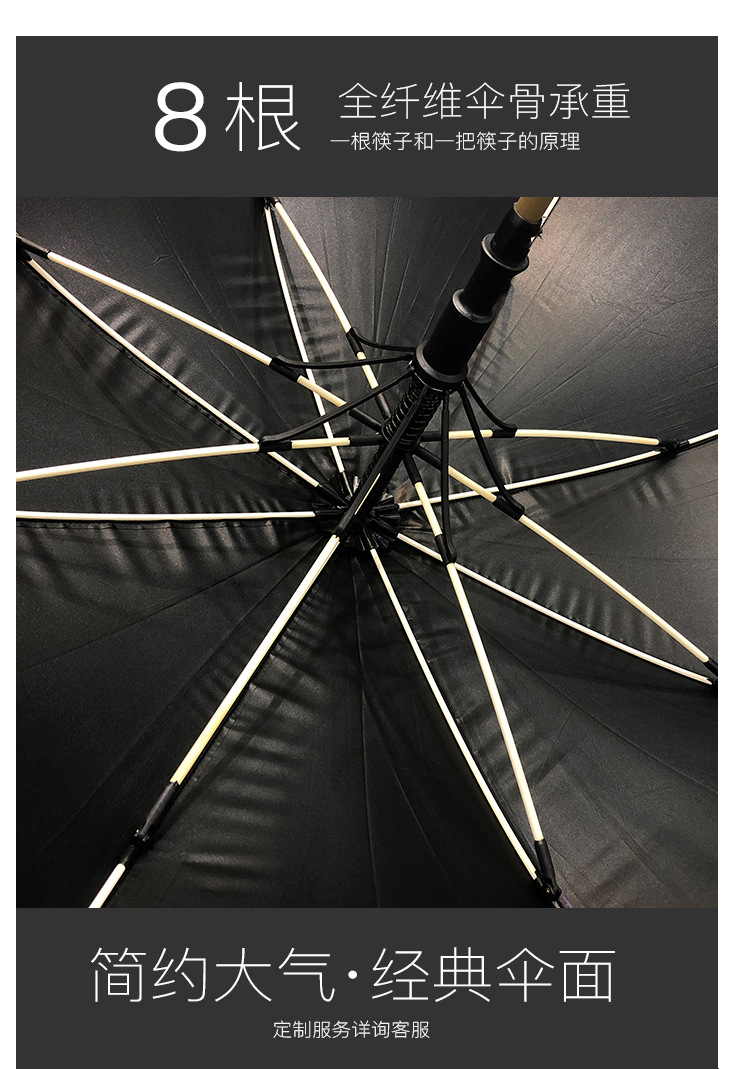 长柄雨伞高端男士商务直杆雨伞定制LOGO雨伞广告伞黑胶伞印字示例图8