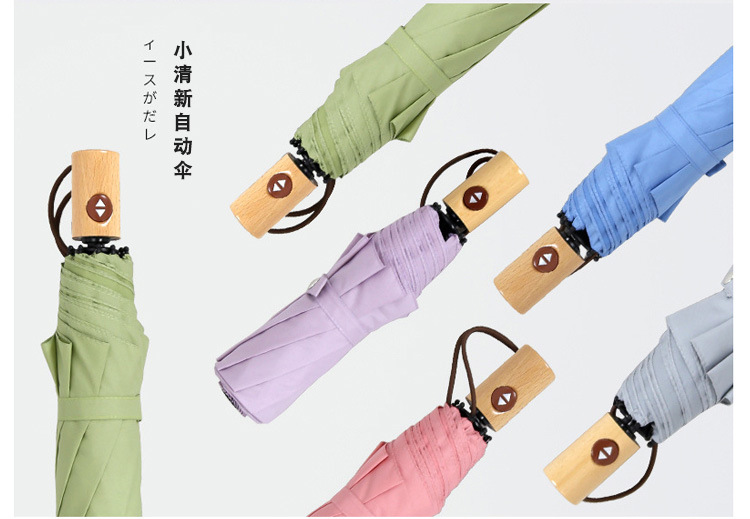 日本系马卡龙纯色长柄雨伞创意小清新全自动晴雨伞示例图3