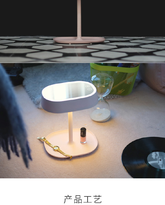 厂家批发化妆镜台灯镜子 创意led台灯梳妆镜台灯充电式储物多功能示例图16