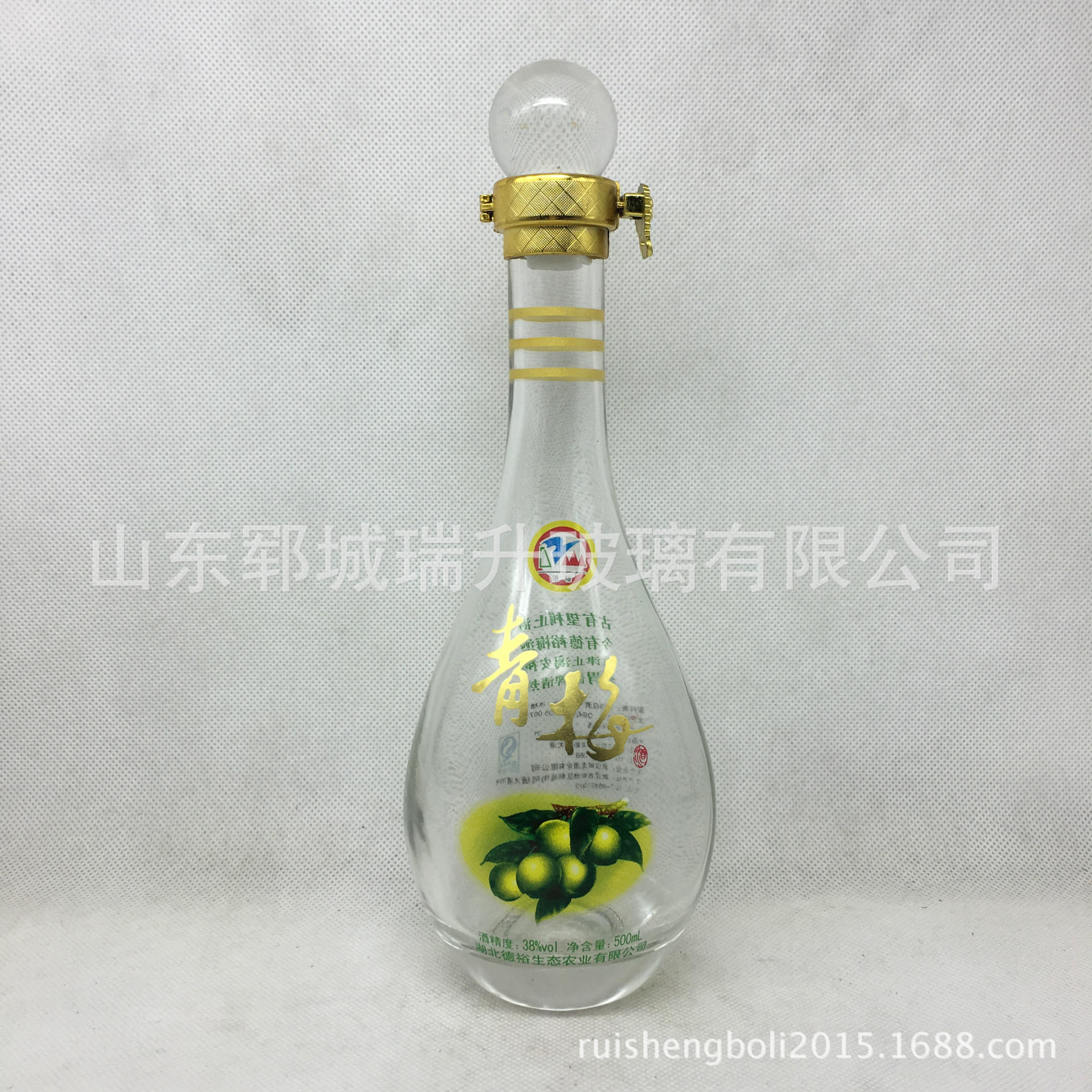 晶白料高档玻璃瓶 白酒瓶 现货充足 500ml水晶玻璃盖 烤花定做示例图2