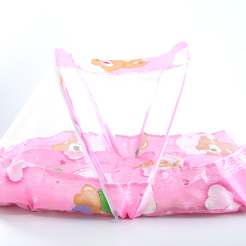 宝宝有底蒙古包带支架抱被可折叠新生儿蚊帐罩免安装婴儿蚊帐示例图9