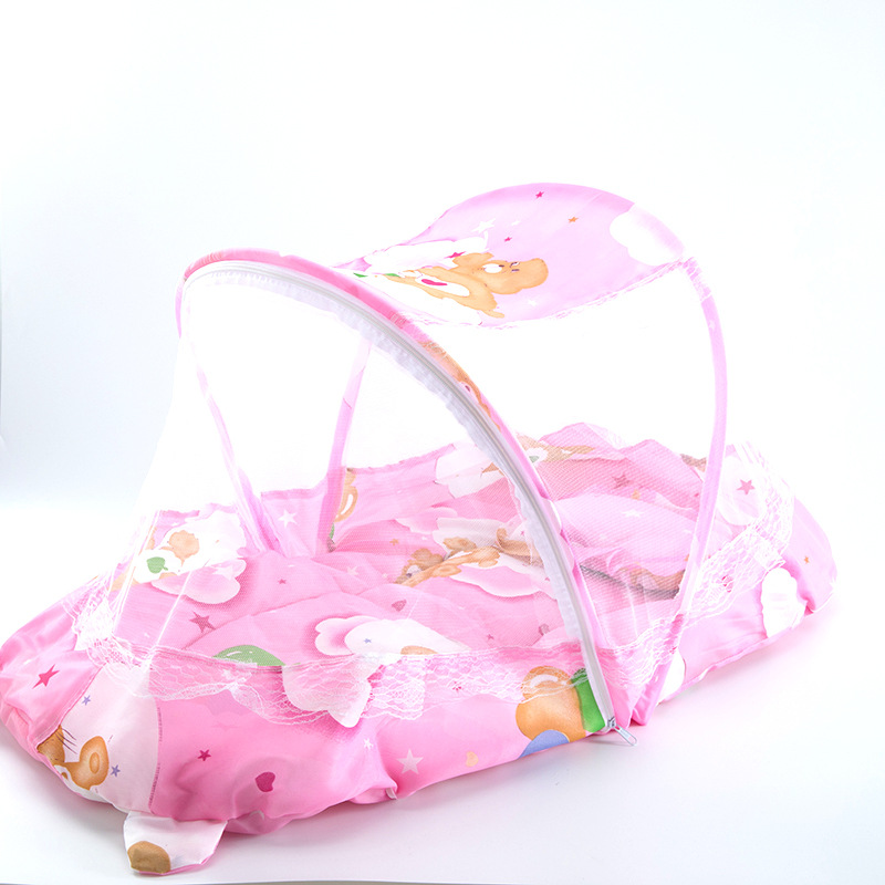 宝宝有底蒙古包带支架抱被可折叠新生儿蚊帐罩免安装婴儿蚊帐示例图8