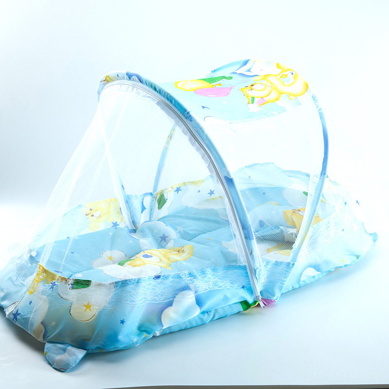 宝宝有底蒙古包带支架抱被可折叠新生儿蚊帐罩免安装婴儿蚊帐示例图13
