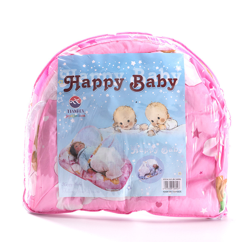 宝宝有底蒙古包带支架抱被可折叠新生儿蚊帐罩免安装婴儿蚊帐示例图7