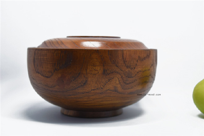 厂家定制创意实木圆形木质带盖木碗泡面碗餐具摆件示例图4