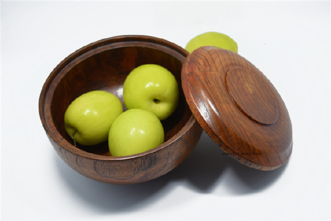 厂家定制创意实木圆形木质带盖木碗泡面碗餐具摆件示例图5