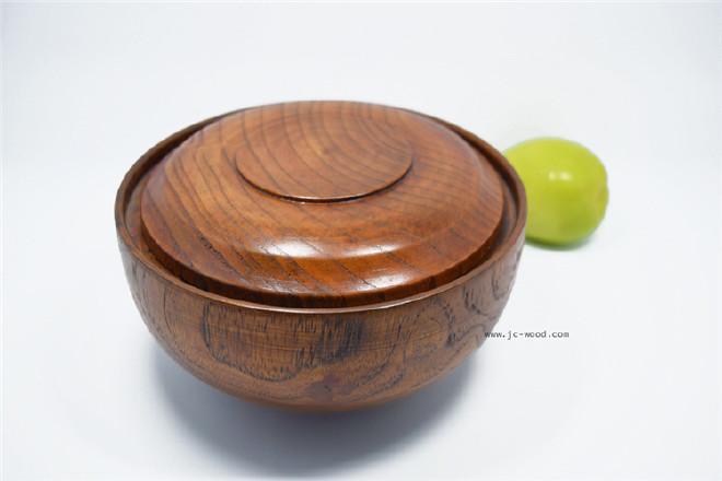 厂家定制创意实木圆形木质带盖木碗泡面碗餐具摆件示例图2