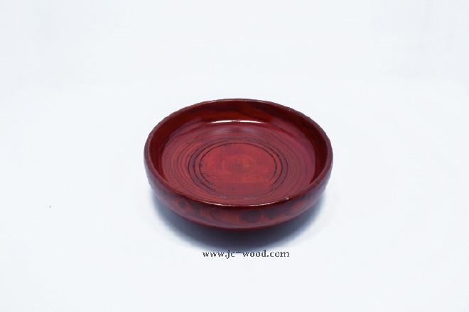 酒红色上漆木质餐具实木餐盘圆盘上色圆盘托盘面包木盘餐碟示例图2