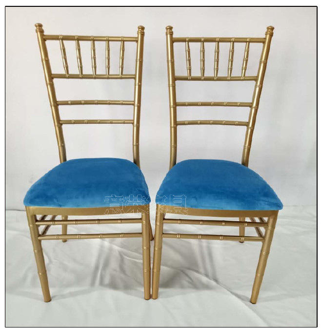 酒店婚庆餐厅椅子 金属竹节椅铝合金餐椅 户外婚礼椅子金属宴会椅示例图10