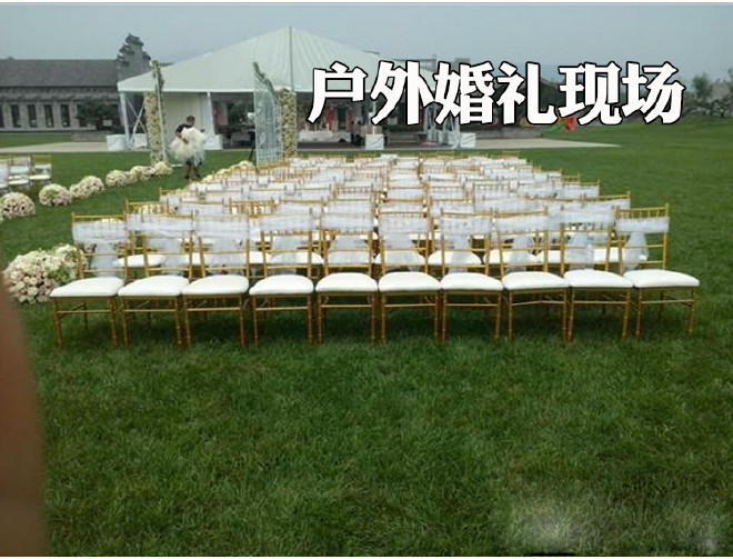 酒店婚庆餐厅椅子 金属竹节椅铝合金餐椅 户外婚礼椅子金属宴会椅示例图3