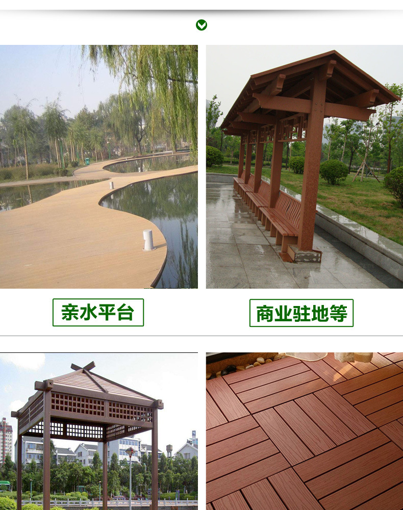 厂家直销塑木地板150*30圆孔户外园林景观环保木木塑板木塑材料示例图9