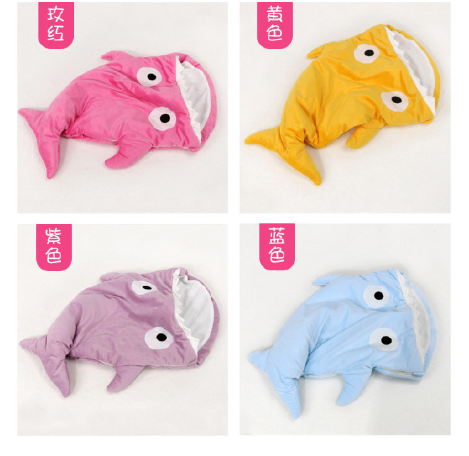 婴儿鲨鱼睡袋儿童宝宝防踢抱被春秋包被卡通抱毯襁褓睡袋婴儿用品示例图6