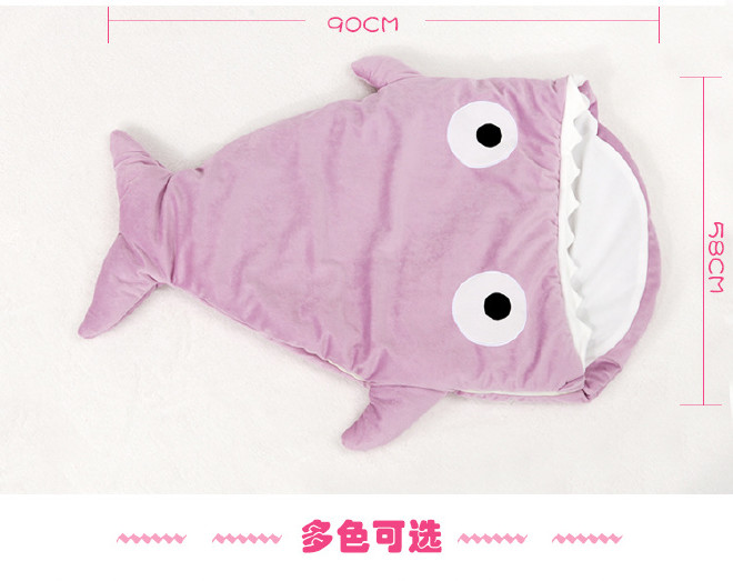 婴儿鲨鱼睡袋儿童宝宝防踢抱被春秋包被卡通抱毯襁褓睡袋婴儿用品示例图5