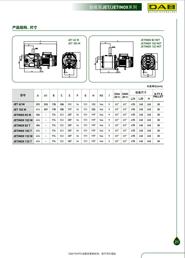 意大利DAB自吸泵JETINOX102家用增压泵别墅专用泵不锈钢可配自动示例图4