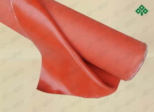 不燃硅纤耐高温软接头  排烟防火硅树脂帆布 红色夹钢丝网帆布示例图1