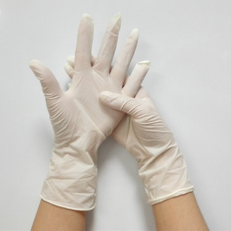 LATEX 一次性乳胶手套9寸无粉麻面乳胶检查手套弹性好耐拉伸示例图4