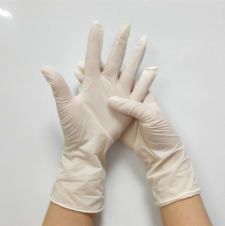 LATEX 一次性乳胶手套9寸无粉麻面乳胶检查手套弹性好耐拉伸示例图2