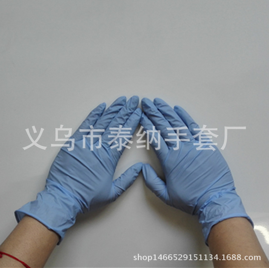 厂家特价一次性丁腈手套 加厚耐磨深蓝色防酸碱实验室橡胶手套示例图4