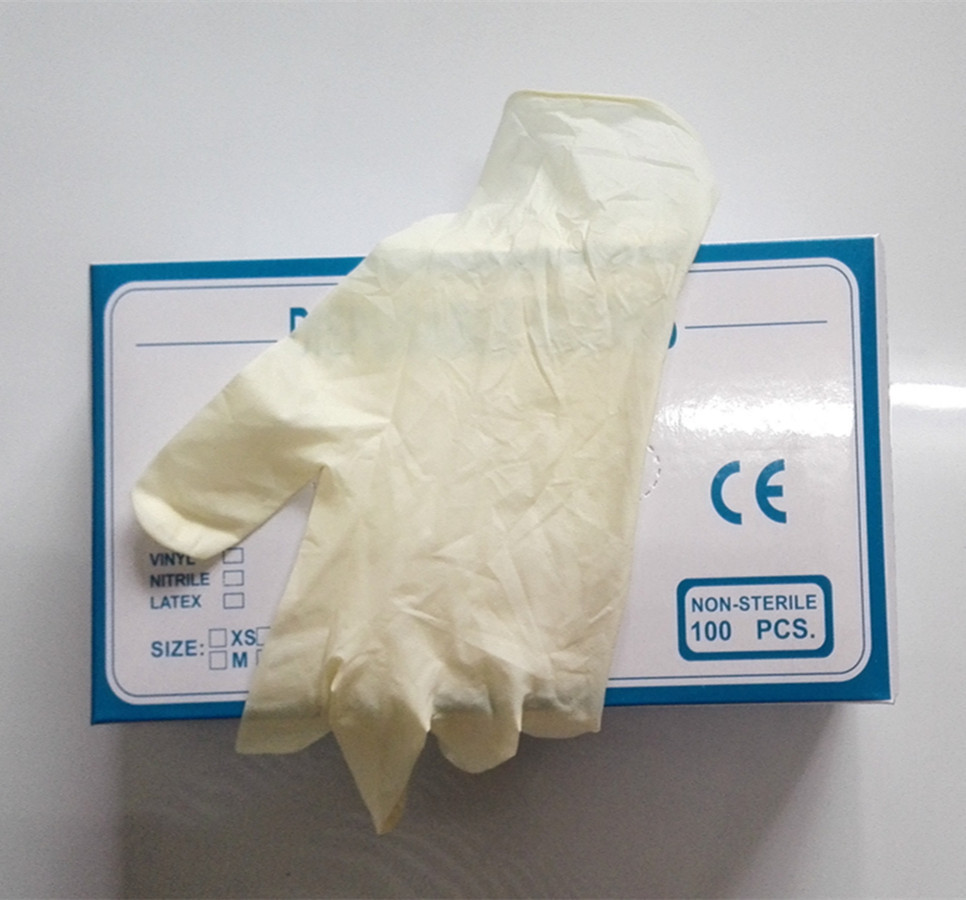 批发一次性乳胶手套9寸无粉 无尘室美容工厂食品防滑耐酸碱防静电示例图4