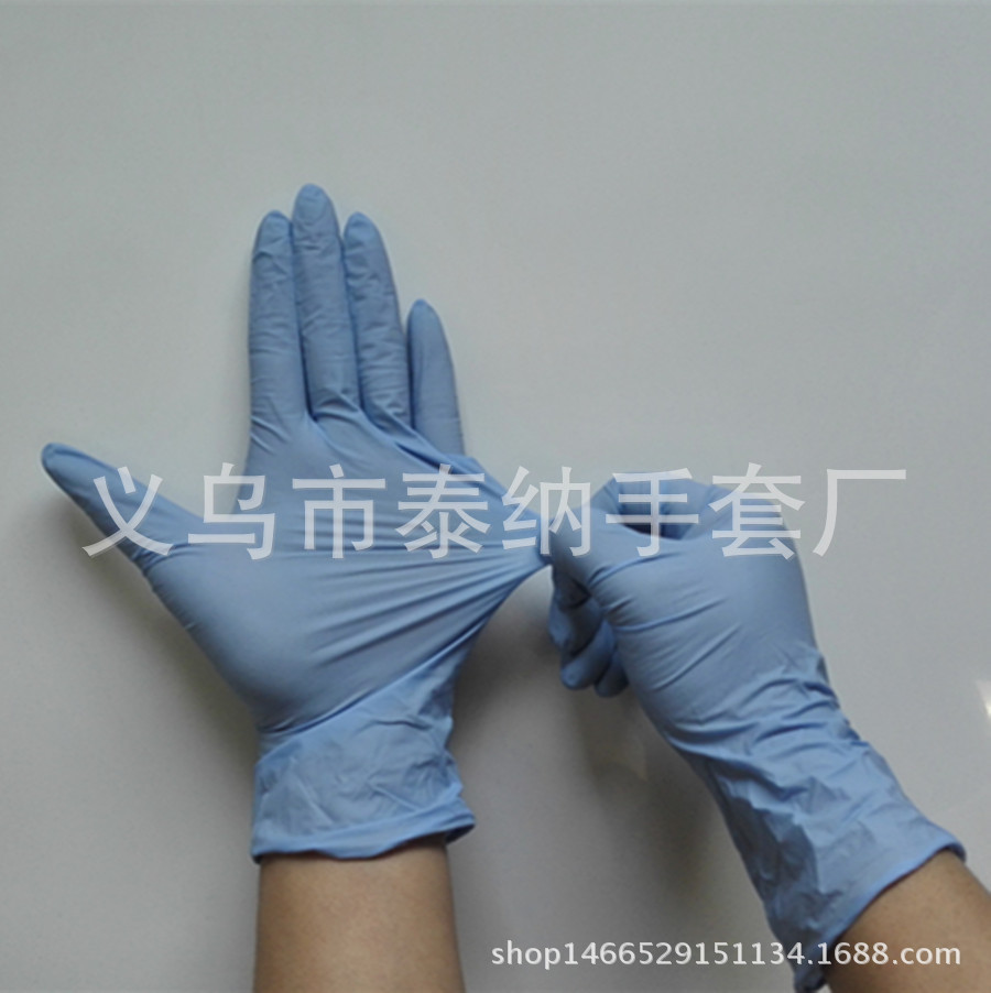 厂家特价一次性丁腈手套 加厚耐磨深蓝色防酸碱实验室橡胶手套示例图5