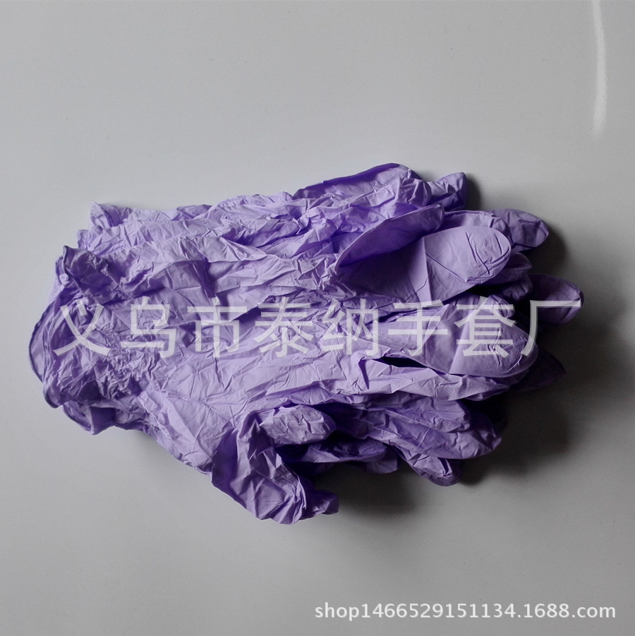 泰纳一次性手套一次性浅紫色丁腈手套9寸无粉防静电防油耐酸碱示例图8