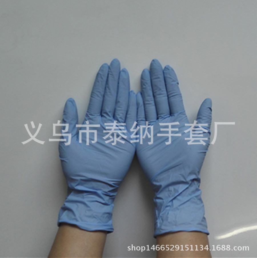 厂家特价一次性丁腈手套 加厚耐磨深蓝色防酸碱实验室橡胶手套示例图6