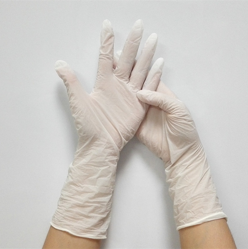 LATEX 一次性乳胶手套9寸无粉麻面乳胶检查手套弹性好耐拉伸示例图3
