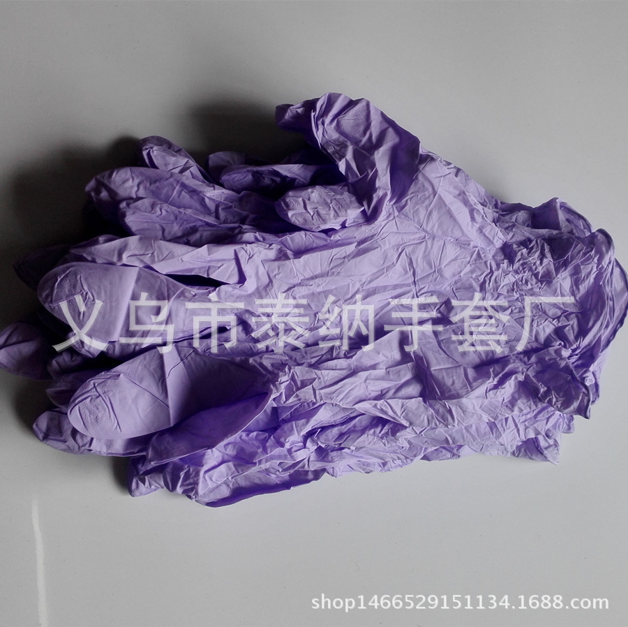 9寸蓝色 紫色 白色 黑色丁晴手套 工业劳保实验美容美发手套批发示例图5