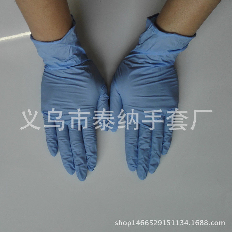 厂家特价一次性丁腈手套 加厚耐磨深蓝色防酸碱实验室橡胶手套示例图7