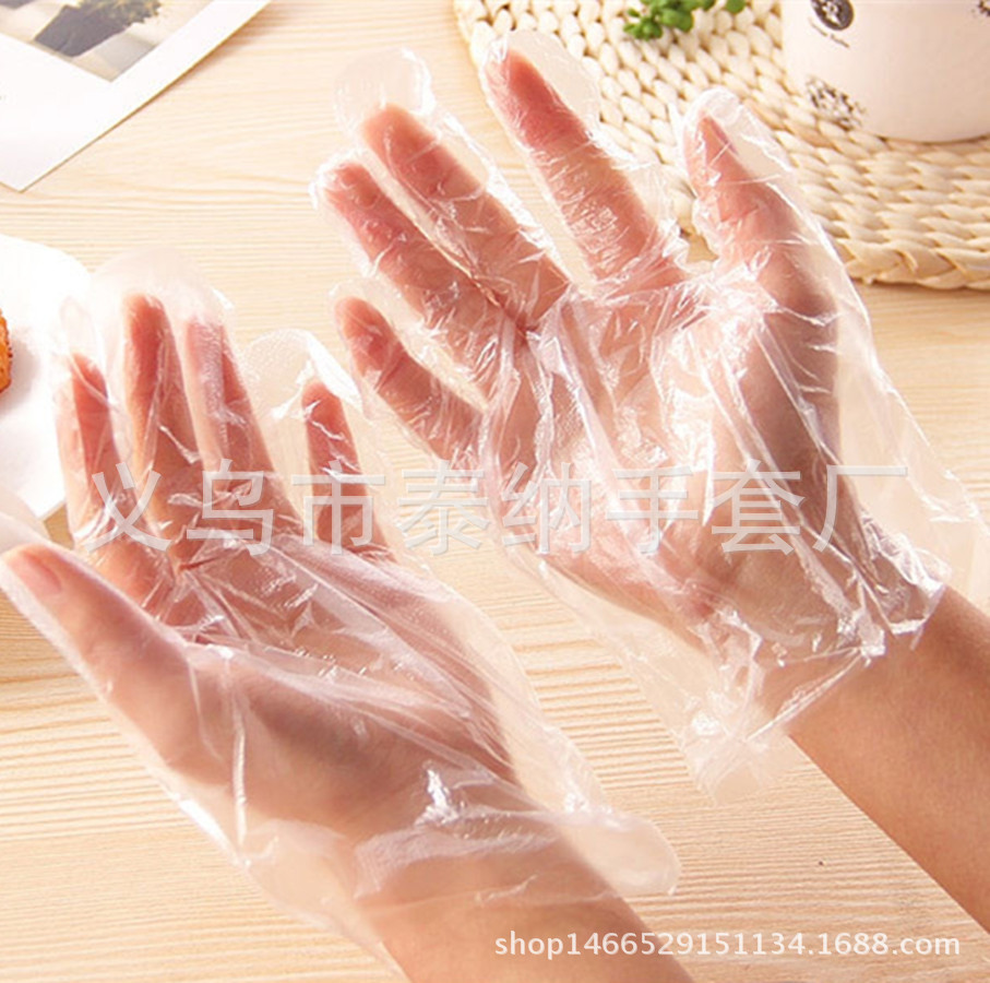 一次性PE手套100只装 餐饮食品级透明 美容家务清洁卫生手套示例图4