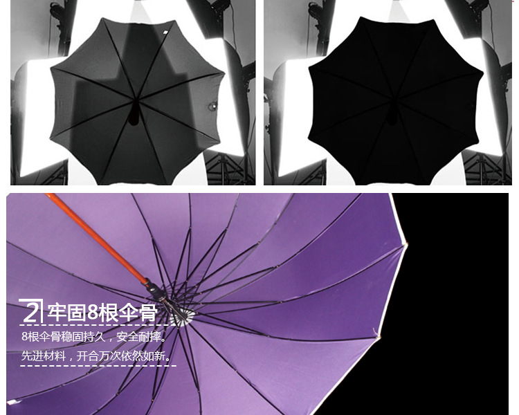 厂家直供实木弯柄不滴水套晴雨伞纯色自动防水滴伞单双人伞示例图10