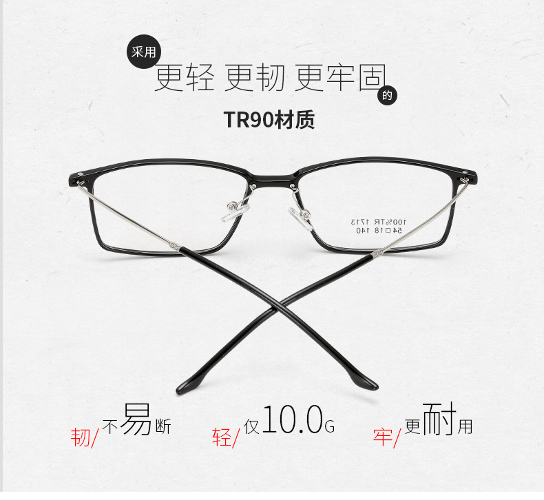 2019雷豹复古眼镜框AM17131方框tr平光镜文艺腔男款厂家直销示例图3