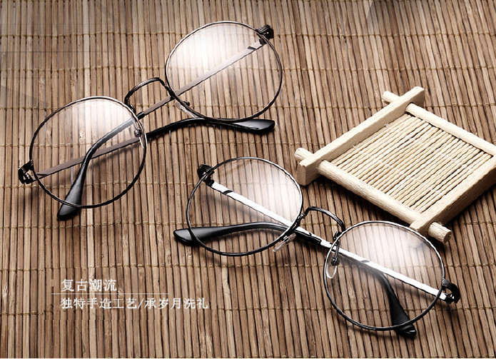 新款复古金属平光镜 韩版潮流眼镜框 男女士同款圆形平光眼镜1006示例图27