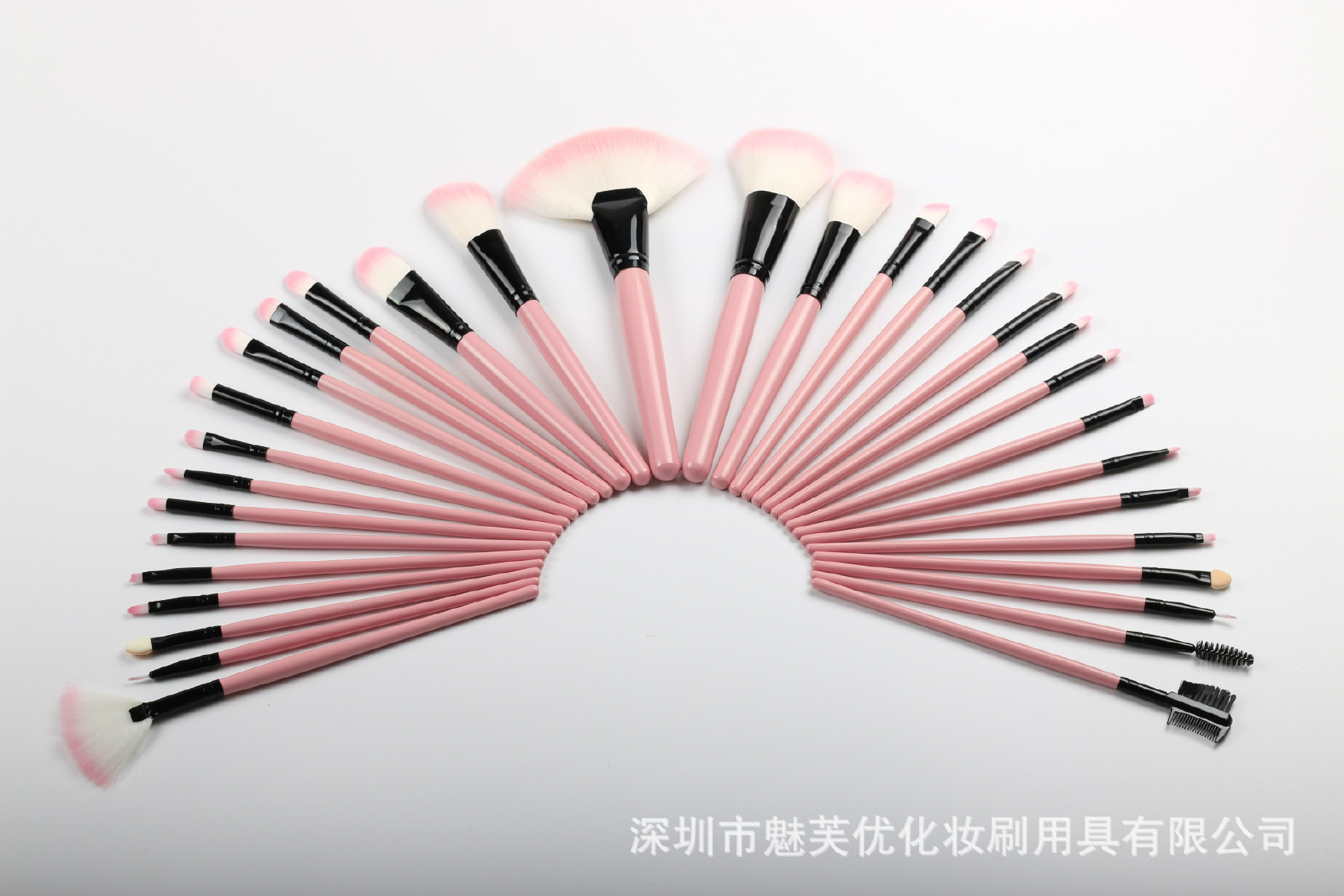 厂家直销32支化妆刷套装 木柄粉色、黑色美妆工具 支持定制示例图11