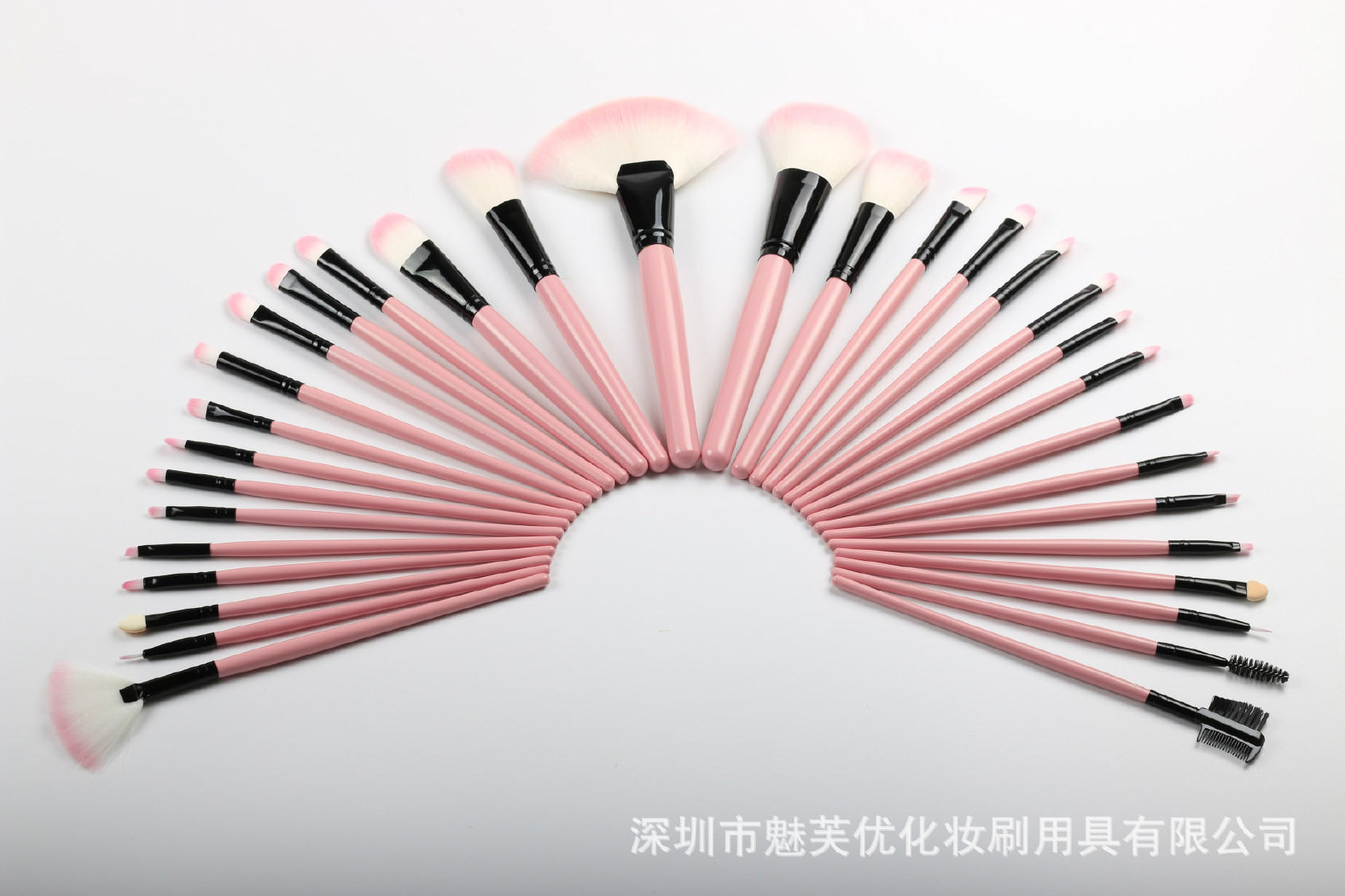 厂家直销32支化妆刷套装 木柄粉色、黑色美妆工具 支持定制示例图7