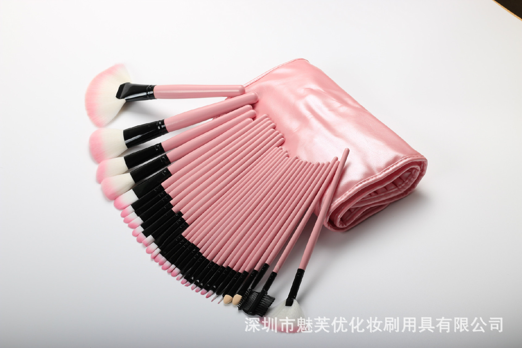 厂家直销32支化妆刷套装 木柄粉色、黑色美妆工具 支持定制示例图10