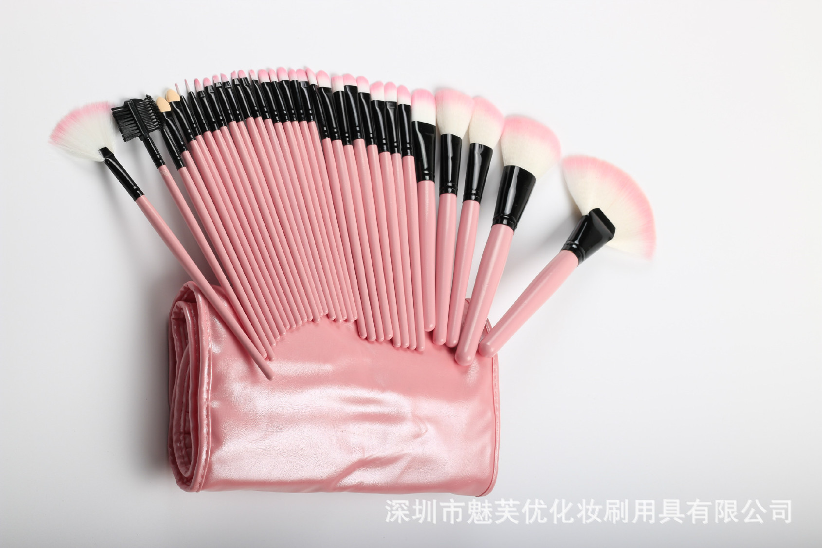 厂家直销32支化妆刷套装 木柄粉色、黑色美妆工具 支持定制示例图9