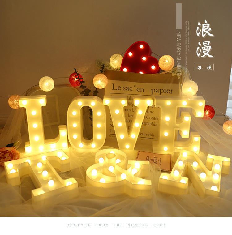 LED数字字母符号造型灯 生日求婚表白装饰小夜灯 26个英文字母灯示例图1