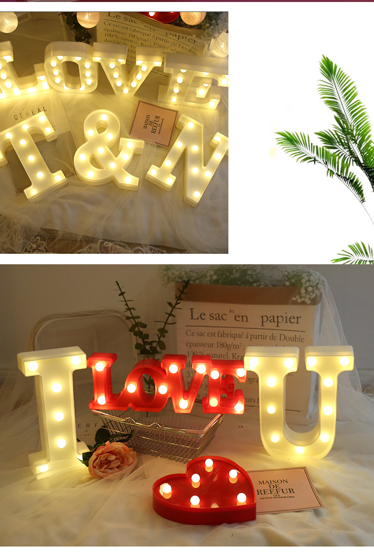 LED数字字母符号造型灯 生日求婚表白装饰小夜灯 26个英文字母灯示例图18
