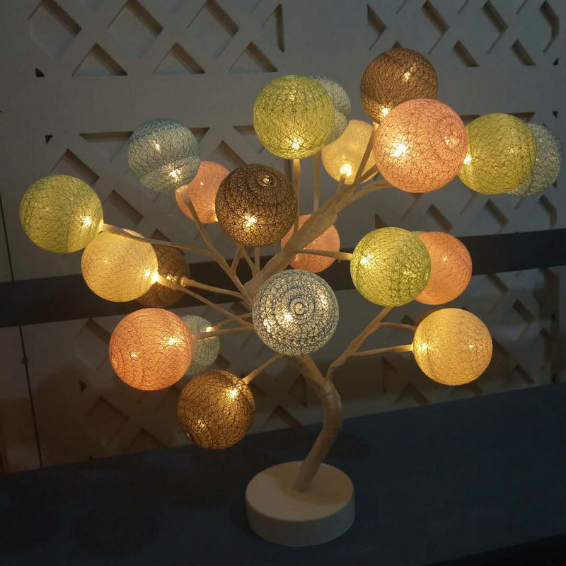 创意多色棉线球灯led电池灯串 节日婚庆装饰彩灯插电彩灯串示例图21