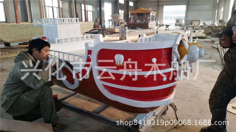 船 厂家直销户外大型彩绘海盗船 景区游乐设备 景观装饰道具帆船示例图6